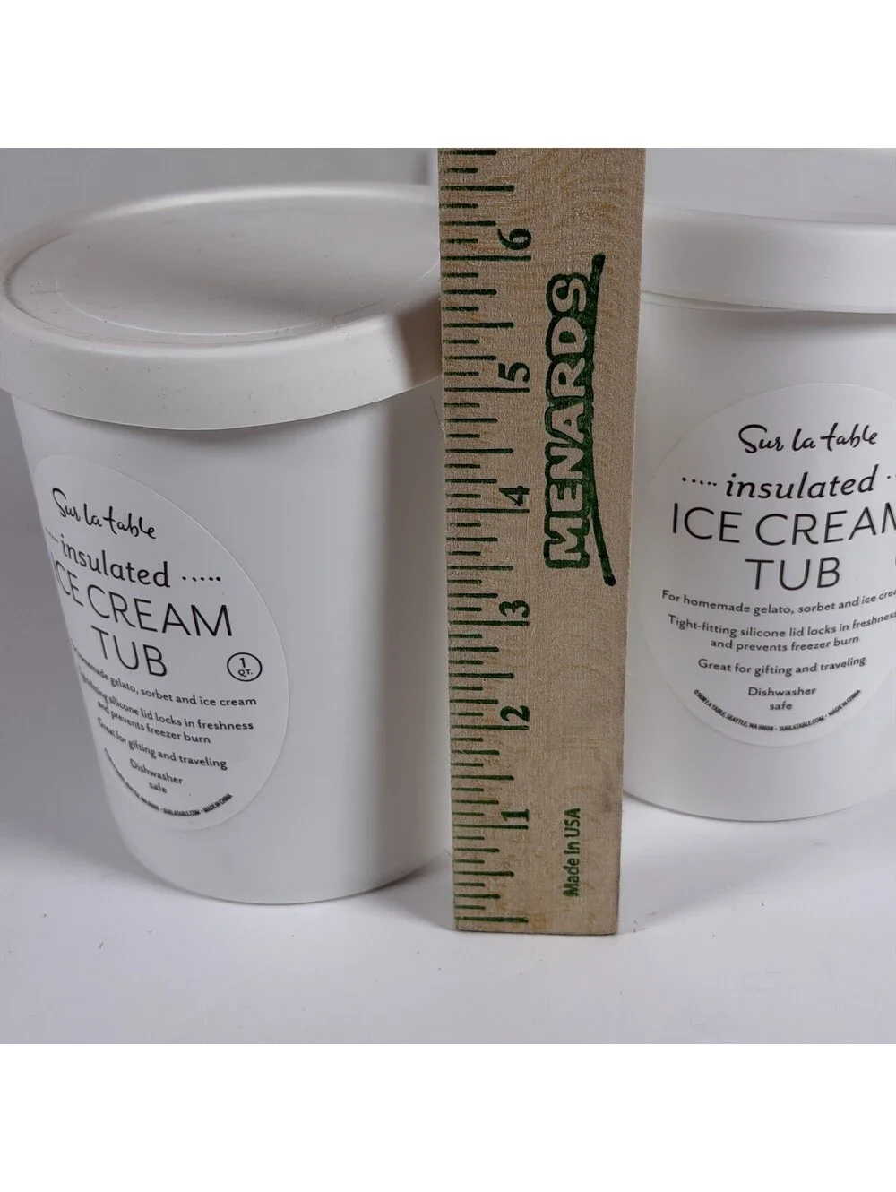2 Sur La Table Insulated Ice Cream Tubs 1 Quart White Storage Location S-2
